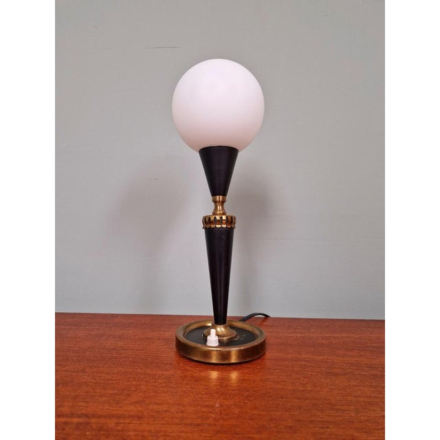 Table Lamp in Black Lacquered Metal, 1950s For Sale - Image 14 of 17