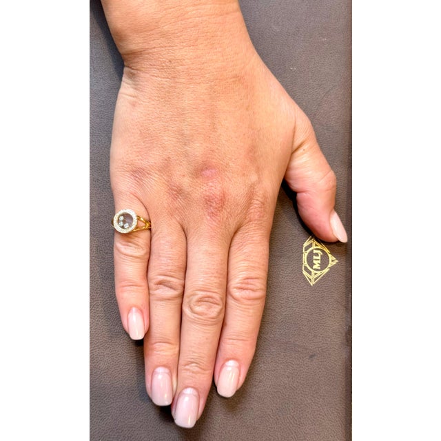 Chopard Happy Diamond 3P Moving Diamond 18k YG Yellow Gold Ring Size 5.75 US For Sale - Image 13 of 18