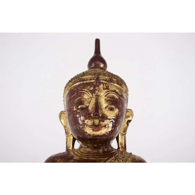 Konbaung Maravijaya Birman Buddha, 1800s, Lacquered Wood For Sale - Image 4 of 13