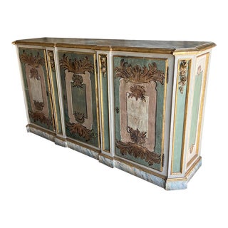 Italian Painted Three Door Buffet Sideboard - 20th C For Sale