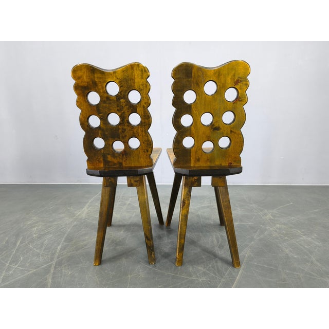 Wood Brutalist Wooden Chairs, Former Czechoslovakia, 1950s, Set of 3 For Sale - Image 7 of 16