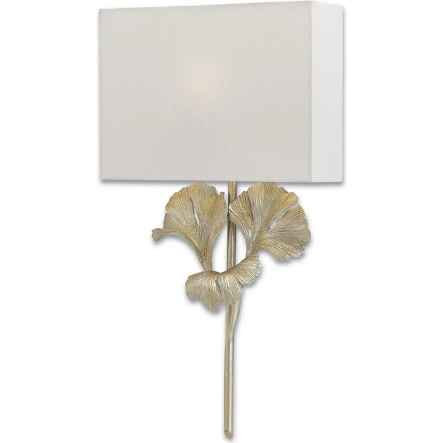 Contemporary Gingko Currey & Company Botanical Wall Sconce For Sale - Image 3 of 6
