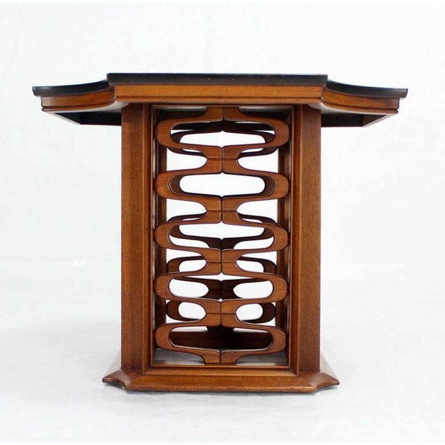 Brown Occasional Side Table Finely Carved Solid Walnut Base Figural Top Mid Century For Sale - Image 8 of 10