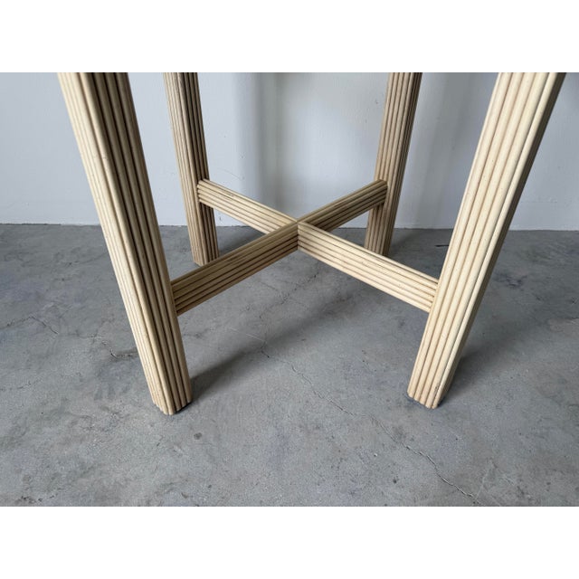 Vintage Faux Pencil Reed Carved Wood Octagonal Dining Table Base For Sale - Image 9 of 12