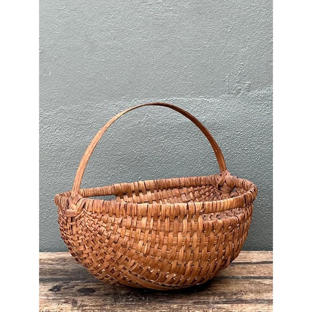 Vintage Handwoven Shaker Rattan Basket For Sale - Image 12 of 12