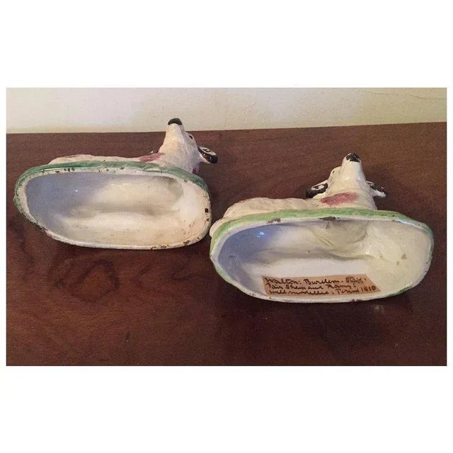 White Antique Early 19th Century English George III Staffordshire Pearlware Walton Figures of Rams or Sheep 1810 - a Pair For Sale - Image 8 of 10