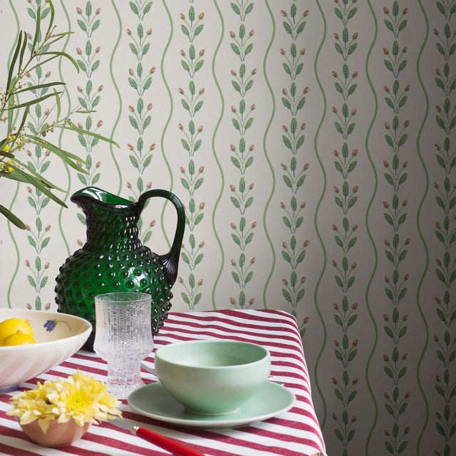Borastapeter Boråstapeter Flower Buds Wallcovering In Green For Sale - Image 4 of 5