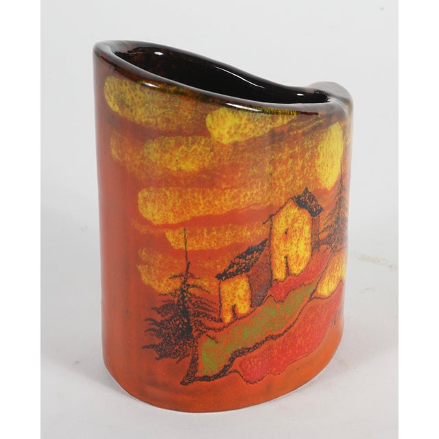 Romulo Remus Verzolini Questa Maiolica Red Vase Signed Mid Century Italy For Sale - Image 4 of 8