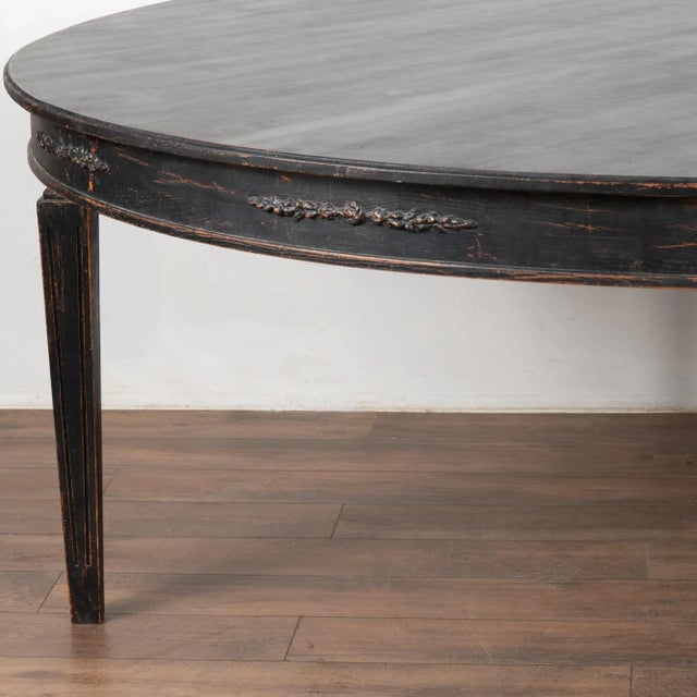 Large Round Swedish Black Dining Table, Reproduction For Sale - Image 9 of 12