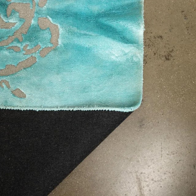 Turquoise Wool Rug from Sartori, Italy, 2000s For Sale - Image 8 of 12