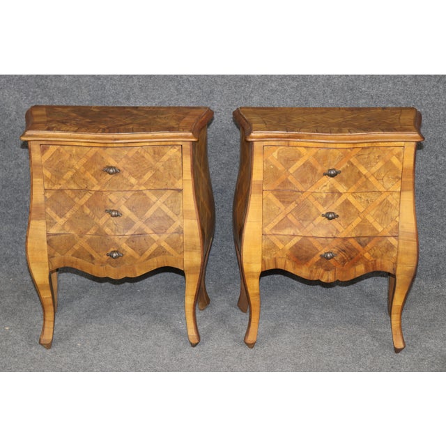 Pair of Italian Bombe Parquetry 3 Drawer Nightstands For Sale In Philadelphia - Image 6 of 14