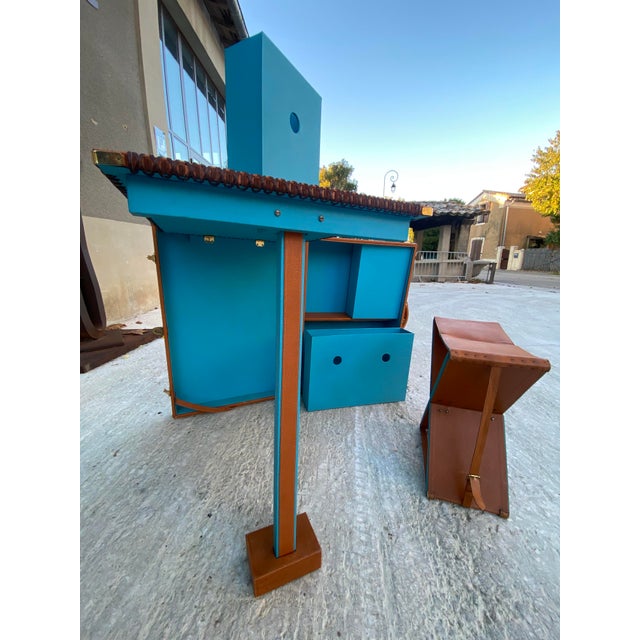 Leather Suitcase or Travel Desk attributed to Gucci Workshops for Pacific Compagnie, 1980s, Set of 2 For Sale - Image 9 of 10