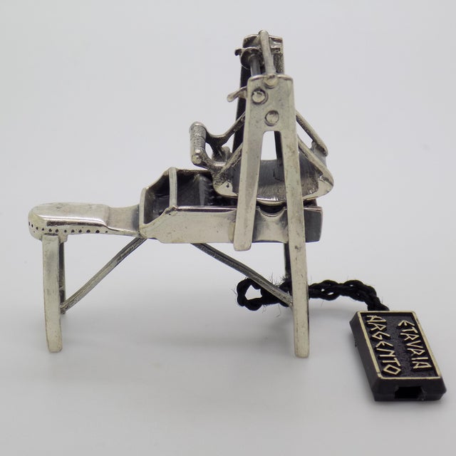 Vintage Italian Handmade Genuine Sterling Silver 925 Bread Roll Machine Solid Figurine For Sale - Image 6 of 10