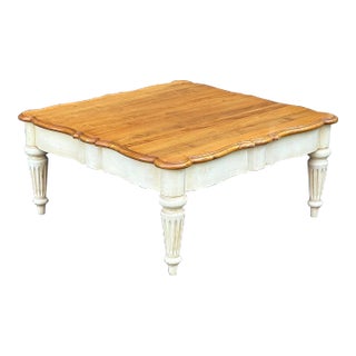 1990's Ethan Allen Legacy Collection French Country Scalloped Square Coffee Table 13-8400 For Sale
