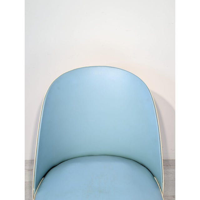Vintage Blue Leather Armchair, 1950s For Sale - Image 4 of 14