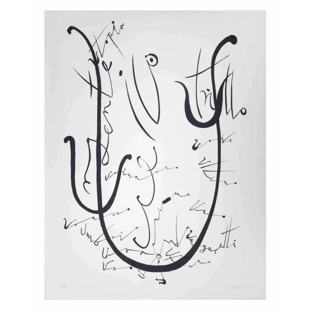 Letter U from the Alphabet series is a lithograph realized by Rafael Alberti in 1972. Hand-signed and dated on the lower...