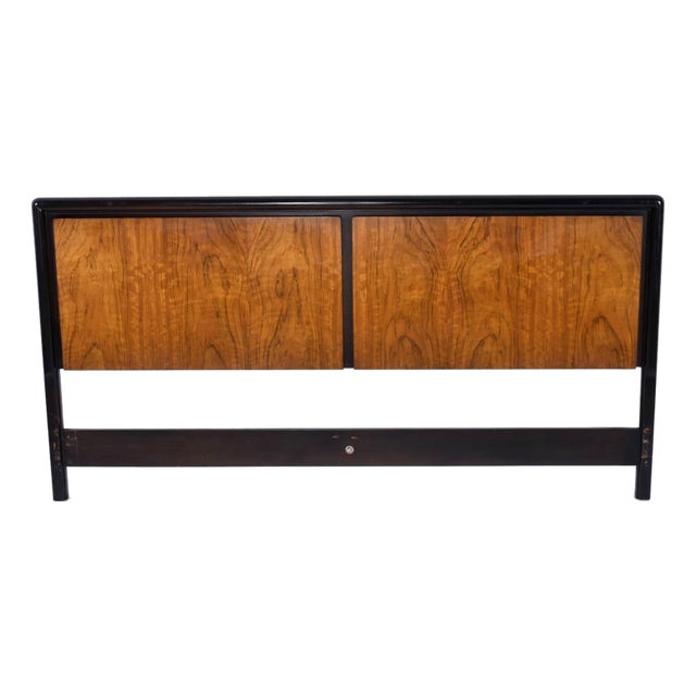 John Stuart and Mount Airy Modern King Size Bed Headboard Walnut and Dark Wood For Sale