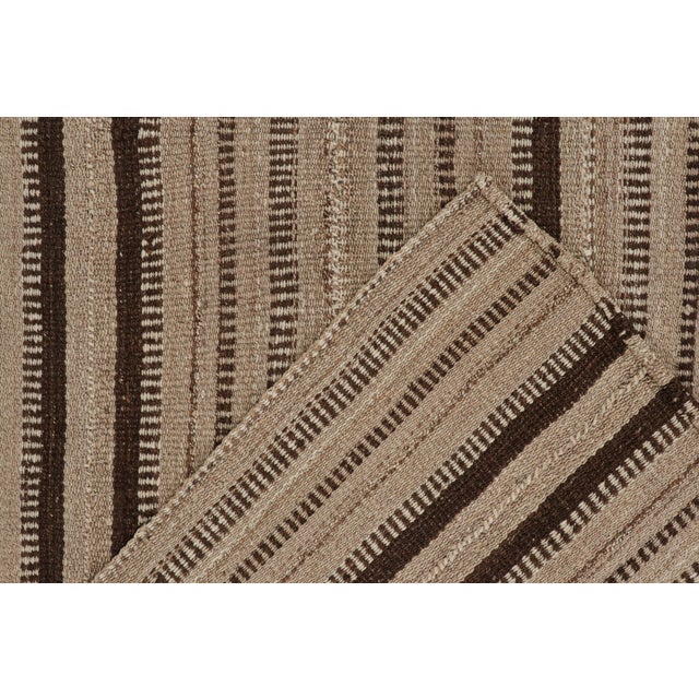 Textile Vintage Kurdish Persian Kilim in Beige-Brown Stripes by Rug & Kilim For Sale - Image 7 of 7