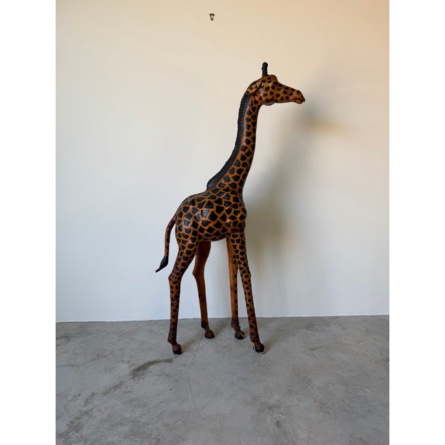 Tall - Vintage Leather-Wrapped Giraffe Sculpture For Sale In Miami - Image 6 of 12