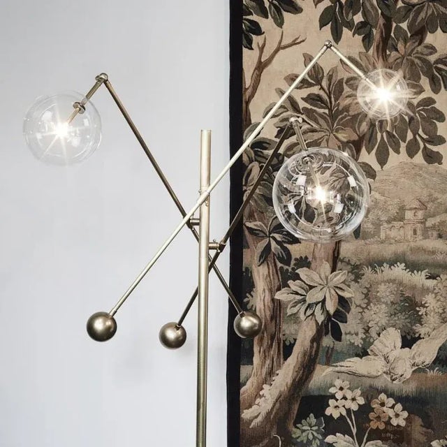 Contemporary Milan 3 Arms Polished Nickel Floor Lamp by Schwung For Sale - Image 3 of 11