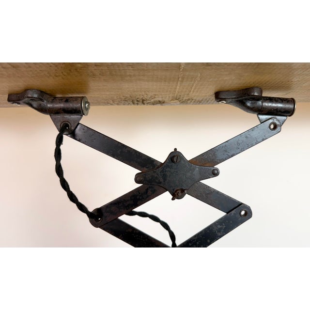Industrial Black Enamel Scissor Ceiling Lamp, 1930s For Sale - Image 10 of 18