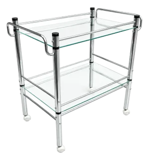 “1980s Modernist Chrome Tubular Glass Serving Cart or Bar Trolley