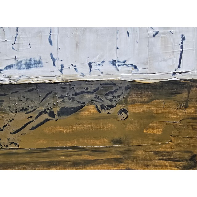 Paper Shadow Box Framed Contemporary Neutral Color Palette Abstract Landscape Painting / Color Field For Sale - Image 7 of 10