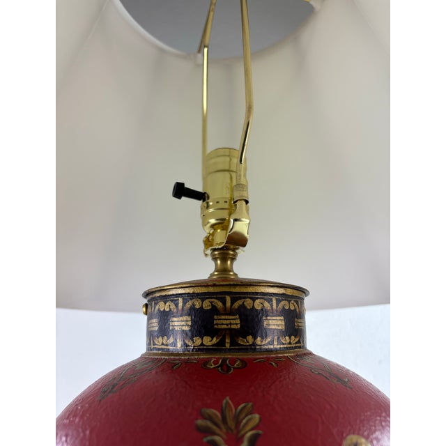 Metal Hand Painted Metal Canister Table Lamp For Sale - Image 7 of 10