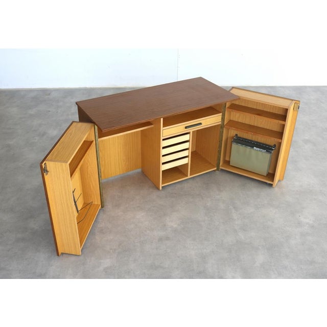 Brown Mid-Century Teak Fold-Out Desk, 1960s For Sale - Image 8 of 9