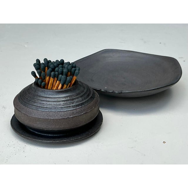 Vintage Original Studio Pottery Match Strike Set For Sale - Image 4 of 12