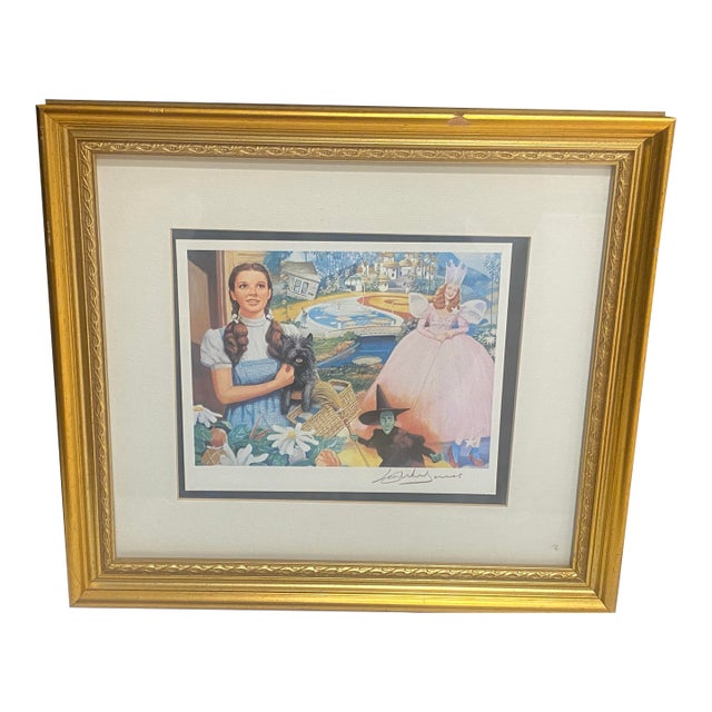 1980s Barry Leighton-Jones Signed Art Print Wizard of Oz Gold Framed Matted For Sale