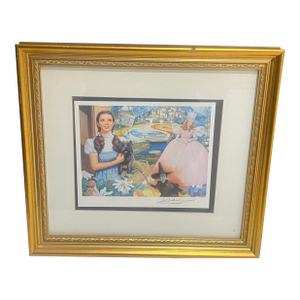 1980s Barry Leighton-Jones Signed Art Print Wizard of Oz Gold Framed Matted