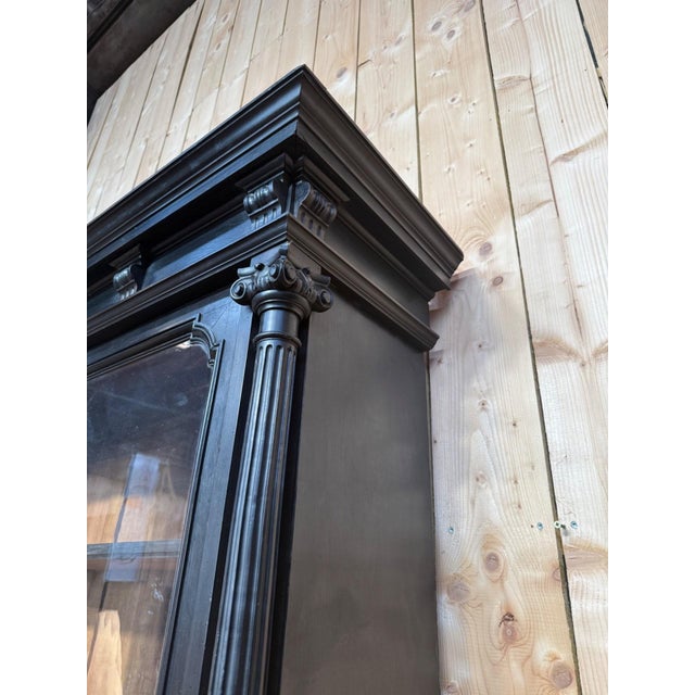 Napoleon III Glazed Cabinet in Ebonized Wood, 1800s For Sale - Image 5 of 10