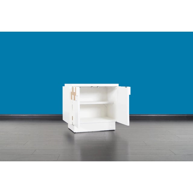 White Mid-Century Modern Brutalist “Staccato” Lacquer Nightstands by Lane For Sale - Image 8 of 10