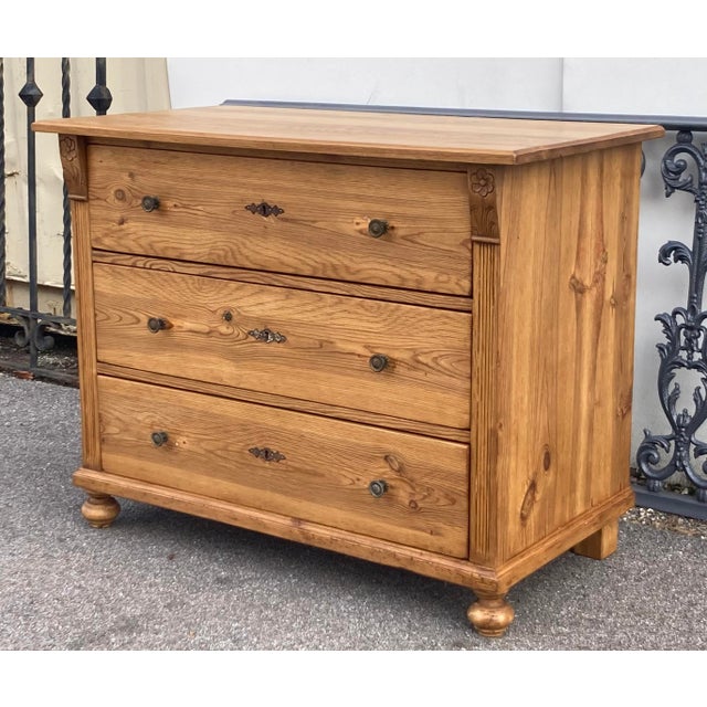 Rustic European Pine Chest of Three Drawers, Germany For Sale - Image 3 of 14
