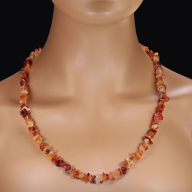 Ajd 28 Inch Chips of Polished Golden/Brown Agate Necklace Great Gift For Sale - Image 4 of 6