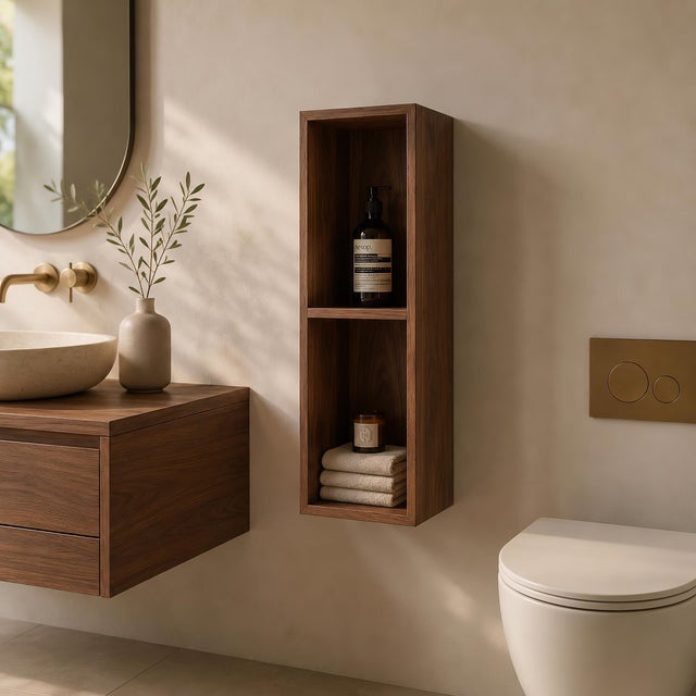 Arcuno Solid Walnut Floating Nightstand For Sale - Image 9 of 11