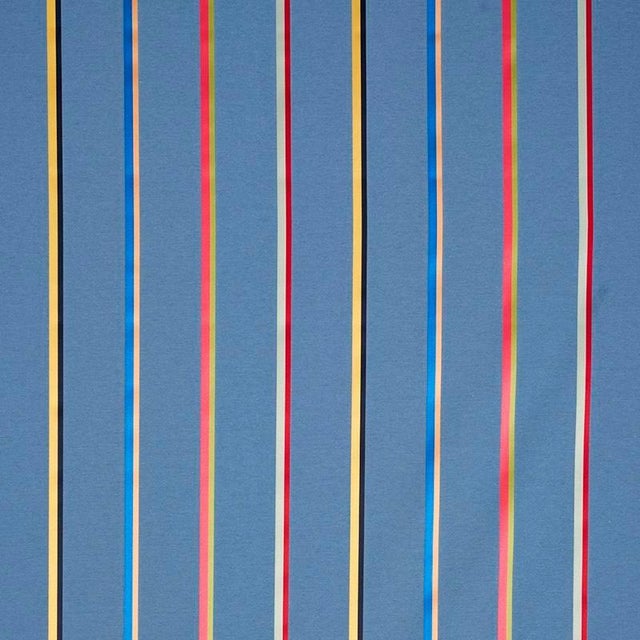 Sample - Schumacher Larivey Stripe Fabric in Slate For Sale