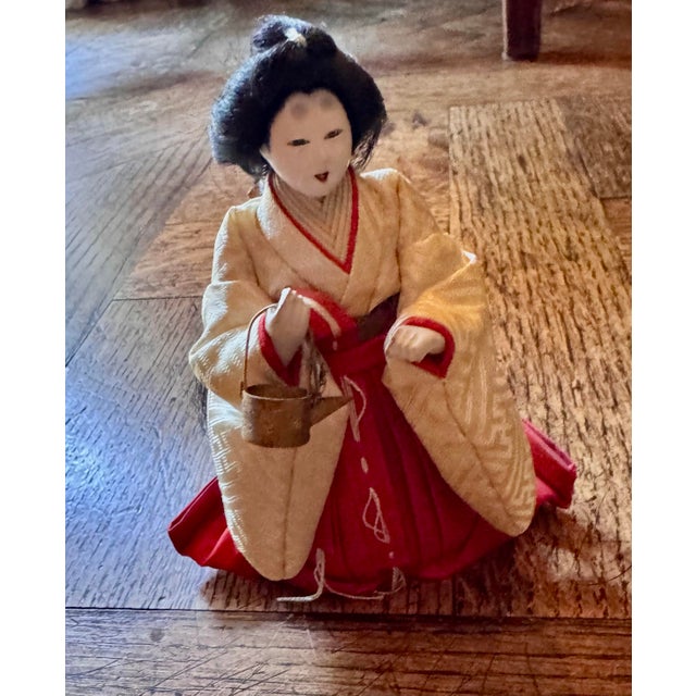 Japanese Antique Set of 3 Ladies in Waiting Original Handsewn and Handcrafted Dolls For Sale - Image 4 of 9