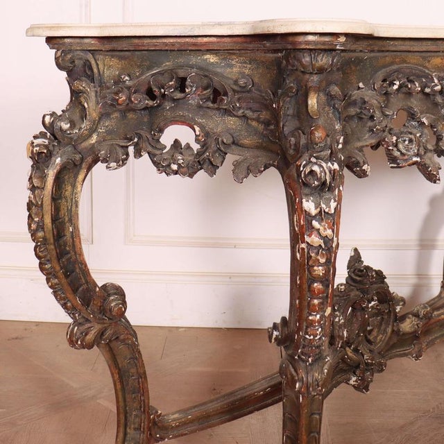 French Serpentine Front Console Table For Sale - Image 9 of 14