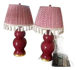 Pair of Hwang Bishop Empire Table Lamps With Custom Shades
