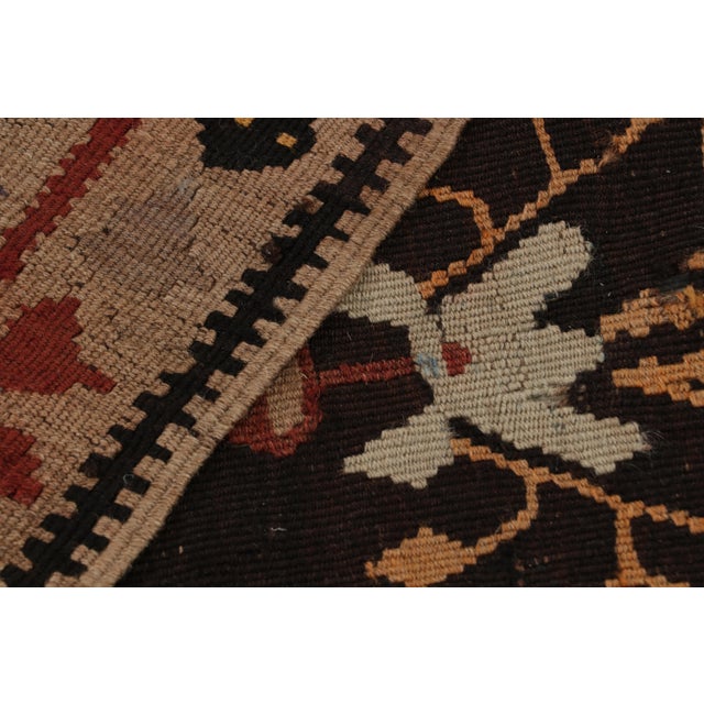 Handwoven Mid-Century Vintage Bessarabian Kilim Rug in Beige Brown Floral Pattern For Sale - Image 9 of 9