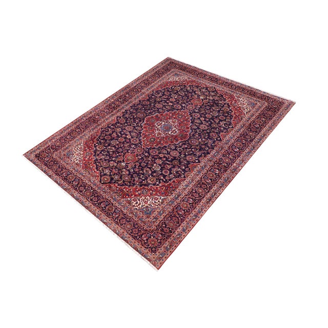 Shabby Chic Persian Tabriz Blue/Red Wool Rug - 9'6'' X 13'7'' For Sale - Image 9 of 10