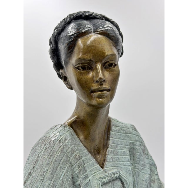 Víctor Gutiérrez Monumental Mexican Bronze Seated Woman Sculpture, 1989 For Sale - Image 10 of 18