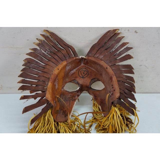 2 Vintage 1980s Jl Chuites Leather Tassel Mardi Gras Face Masks For Sale - Image 16 of 16