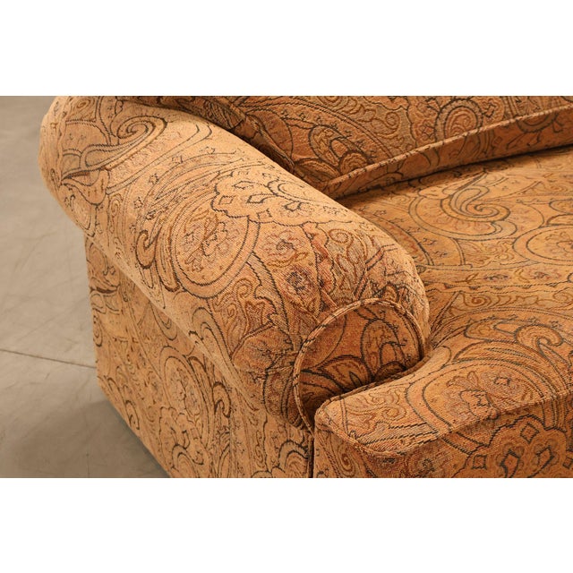 Brown Kravet Paisley Upholstered Rolled Arm Sofa For Sale - Image 8 of 18