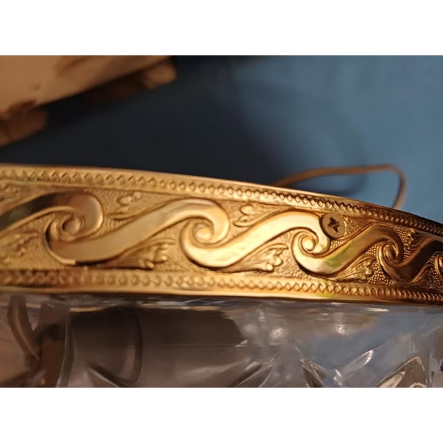 SCIOLARI Large 1920s Art Deco style ceiling lamp. Gilded brass and precious cut crystal. Handcrafted in Rome, Italy....