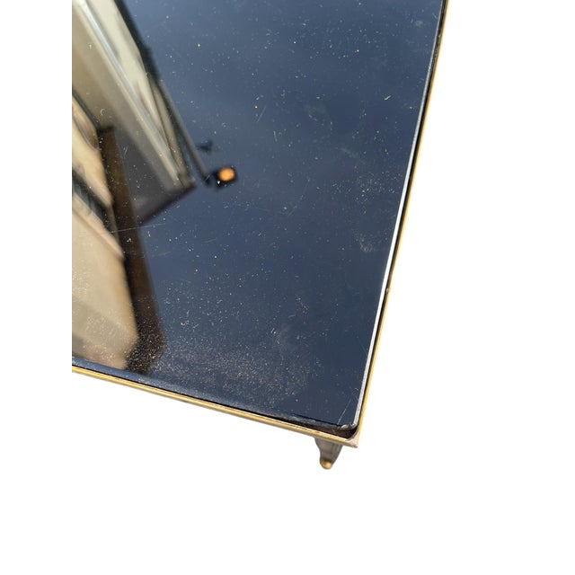Metal Stitched Leather and Brass Nesting Tables by Jacques Adnet, 1950s, Set of 3 For Sale - Image 7 of 9