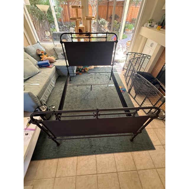 English Vintage Restoration Hardware Cast Iron Full Bed For Sale - Image 3 of 8