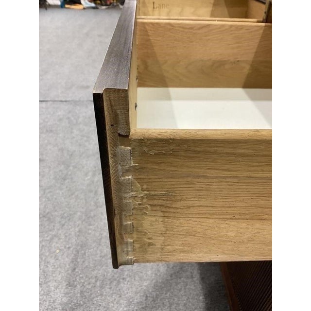 Wood Vintage Lane Campaign Walnut Server Cabinet | Mid Century Modern Buffet | Brass Hardware Storage Cabinet For Sale - Image 7 of 9